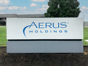 The Aerus headquarters sign c. 2013.